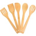 Bamboo Cooking Spoon 4 pieces set with Holder (11.5×1.5×0.25 Inches). 