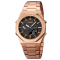 SKMEI 1816 RoseGold Stainless Steel Dual Time Watch For Men - Black & Rose Gold (Black). 