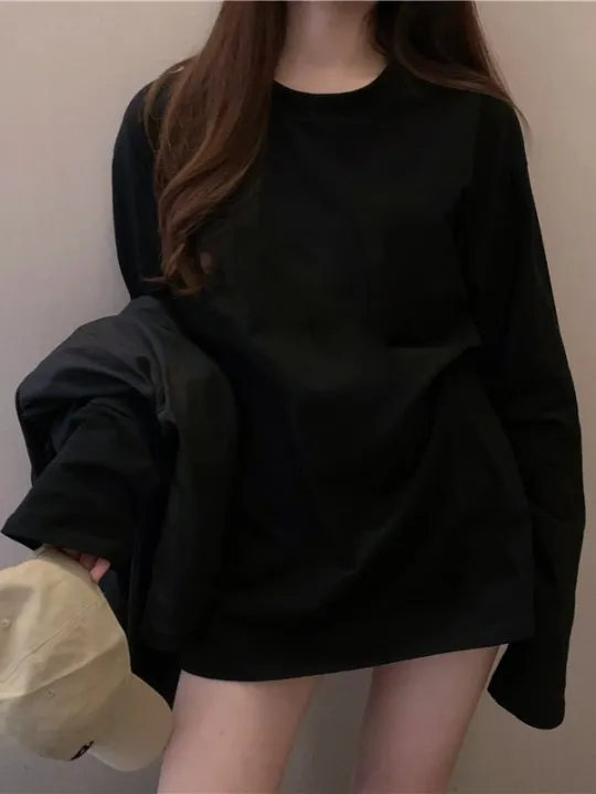 White%20Inner%20Long%20Sleeve%20T%20Women's%20T-shirt%20Autumn%20and%20Winter%202023%20New%20Midi%20Hip-Covering%20Dralon%20Brushed%20Base%20Shirt%20Top%20-%20Image%204
