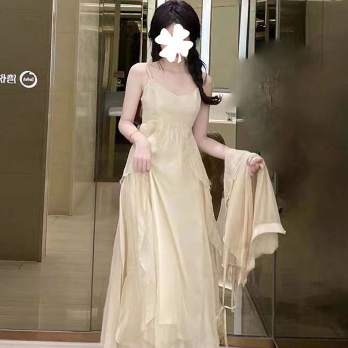 Retro%20Style%20New%20Chinese%20Style%20Super-Fairy%20Spaghetti-Strap%20Dress%20Suit%20Women's%20Summer%20Coat%20Thin%20Type%20Sunscreen%20Cardigan%20Strap%20Dress%20-%20Image%204
