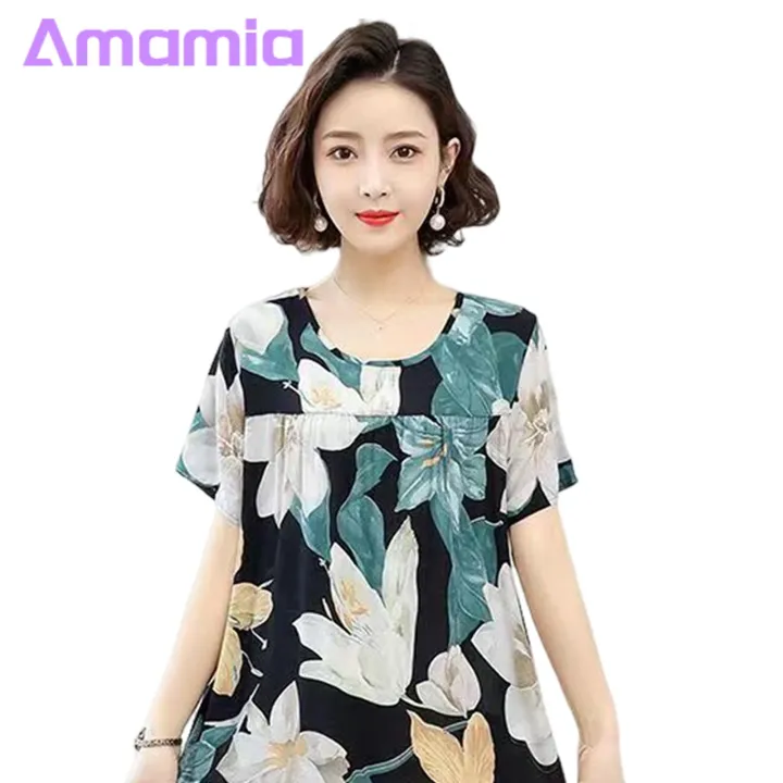 Casual%20Dress%20Floral%20Print%20Round%20Neck%20Nightdress%20for%20Women%20Comfortable%20Knee%20Length%20Homewear%20Midi%20Dress%20with%20Short%20Sleeves%20Casual%20Lady%20Nightgown%20for%20Women%20Cotton%20Silk%20Dress%20-%20Image%203