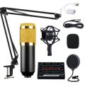 Sound Card-Singing Broadcast Condenser BM 800 Microphone Recoding Studio light ,Live Music,TikTok,live Facebook for phone Computar audio Entertainment Sound Recording Microphone&Sound card.