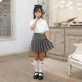 Spring and Autumn Girls College Style School Uniform Set, Elementary School Students, British Style, Big Kids White Shirt, Pleated Skirt, JK Uniform Set. 