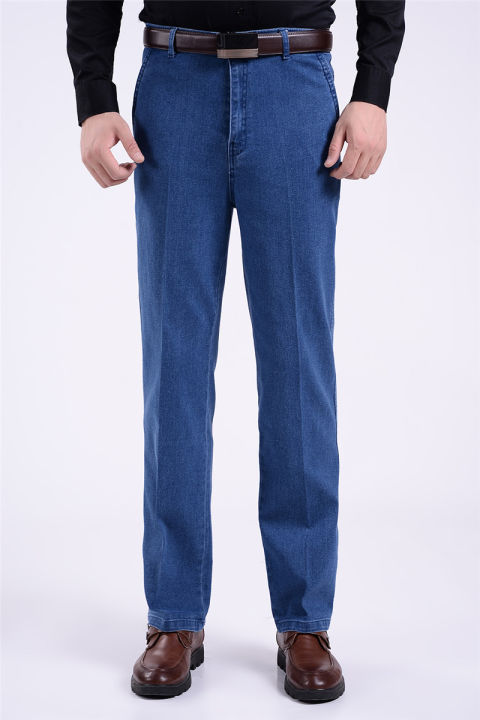 Spring%20and%20Autumn%20Middle-Aged%20and%20Elderly%20Men's%20Jeans%20High%20Waist%20Elastic%20plus%20Size%20Straight-Leg%20Pants%20Men's%20Autumn%20and%20Winter%20Loose%20Jeans%20-%20Image%203