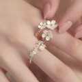 Retro Silver Color Flower Adjustable Ring for Women French Iris Flower Open Rings, Fashion Jewelry- Ring For Girls. 