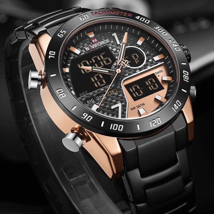 NAVIFORCE%20NF9171%20Black%20Stainless%20Steel%20Dual%20Wrist%20Watch%20For%20Men%20-%20RoseGold%20&%20Black%20-%20Image%204