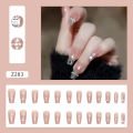 Menggh 24pcs With Glue Fake nails With Design press on nails False nails Full Cover Rhinestone decoration Artificial nails water proof nail art. 