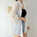 8 Colors Shirts Women Sheer Thin Chic Summer Simple Solid Sun-proof Temper Fashion Baggy All-match Basic Korean Style Clothes. 