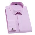 Quality Men's Classic French Cuff Formal Party Wedding Dress Shirts White Long Sleeve No Pocket Tuxedo Male Shirt with Cufflinks. 