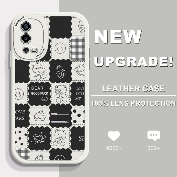 【Big-promotion】 FINDWORLD for A55 Cartoon Cute Bears Lambskin Texture Soft Back Cover Phone Case
