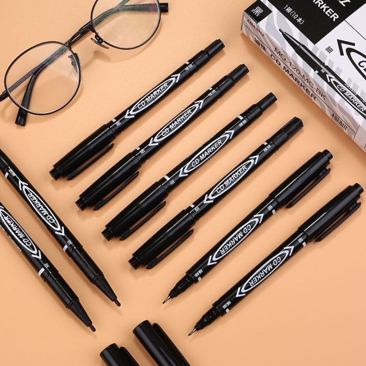 Oily Hook Line Pen Small Double-Headed Marking Pen Marker Pen Children's Painting Water-Based Hook Line Pen Red Blue Black Marker