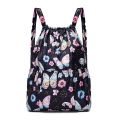 Fashion Vintage Drawstring Backpacks Women Large Capacity Flower Ethnic Style Waterproof Nylon Rucksack Shoulders Backpacks.