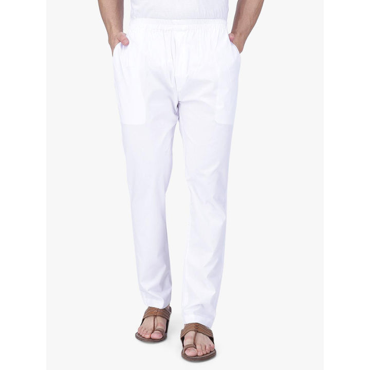 Premium Quality Narrow Fit Cotton Stretch White Pajama for Men- EID COLLECTION