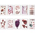 【Good-Love Store】Halloween Terror Wound Realistic Blood Injury Scar Fake Tattoo Sticker Bloody Makeup Waterproof Temporary Tattoo Sticker. 