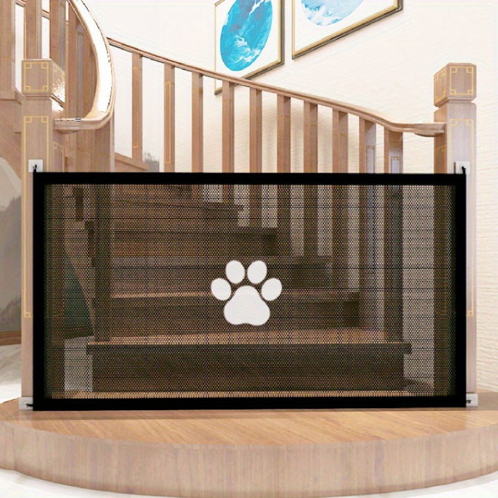 【100%-original】 Dog Gate for Stairs Pet Gates for The House Dogs Screen Mesh Gate for Doorways Stairways With 4Pcs Hook Indoor Dog Safety Fence