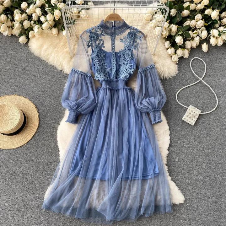 Dress%20Long%20Dresses%20Women%20Floral%20Maxi%20Lantern%20Sleeve%20Stand%20Collar%20Elegant%20High%20Waist%20Slim%20Fit%20Party%20A%20Line%20Vestidos%20Summer%20-%20Image%203