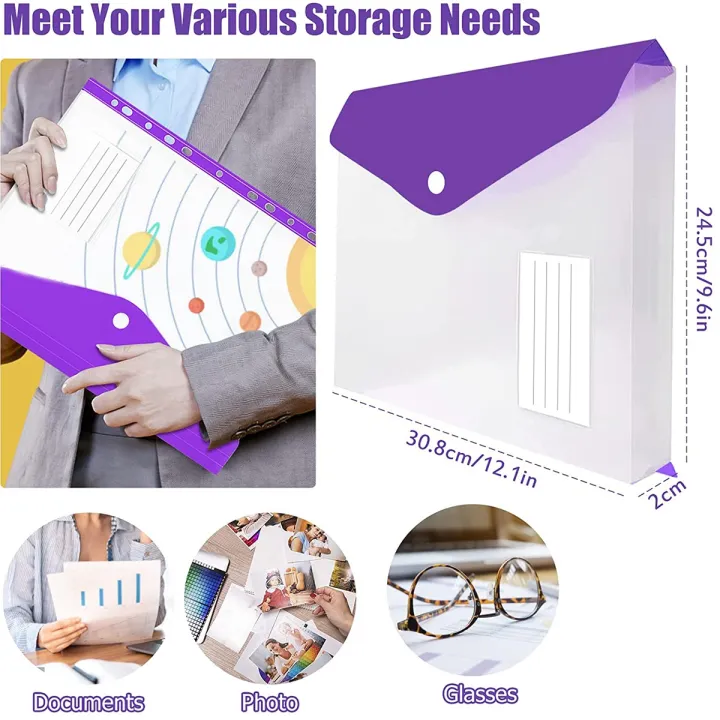 12%20Pcs%20A4%20Binder%20Pocket%20Expandable%20Envelopes%20Clear%20Plastic%20Envelopes%20for%20Ring%20Binder%20Folder,%20Snap%20Button%20-%20Image%203