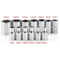 1Pcs New For Ratchet Torque Wrench Hex Short Socket Hand Tool 1/4" 6.35mm Head Metric Key Sleeve Double End 4-14mm Drive Socket. 