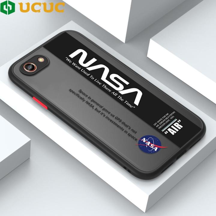 UCUC for OPPO A83 Back Cover Stripe NASA Frosted Transparent Hard Phone Case Thin Shockproof Full Cover Camera Protect Case