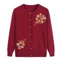 Middle-aged and Elderly Women's Sweaters Knit Cardigan Spring Autumn Thin Single-breasted Long Sleeve Sweater Coat Female Tops. 