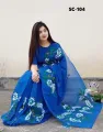 Exclusive Designer Hand Print Half Silk Saree For Women - Sari. 