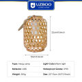 UZBOO Hang Lamp Warm Light Outdoor Solar Garden Lights Solar Charging Portable Lights IP55 Waterproof Light Bamboo Weaving Rattan Lanterns Vintage Lamp for Courtyard Decoration. 
