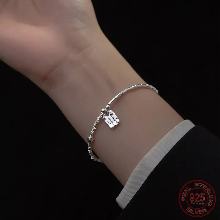 La%20Monada%2016.5+3.5cm%20Irregular%20Bracelets%20For%20Women%20Silver%20925%20Sterling%20ID%20Card%20Hexagon%20925%20Sterling%20Silver%20Women's%20Bracelet%20-%20Image%203