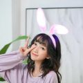 LED Headband Luminous Headdress Bunny Ears Headband Rabbit Headwear for Cosplay Girls Wedding Glow Party Hair Accessories.