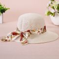 Summer Girls Sun Hats Wide Brim Bowknot Straw Hat with Ribbon Outdoor Sun Protection Women Hats Ladies Panama Caps.
