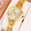 1/5pcs/set Golden Business Quartz Watch Minimalist Fashion Wrist Watch & Faux Pearl Jewelry Set, Gifts For Women Her. 