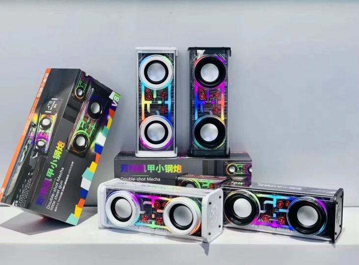 V8 Mecha Transparent RGB Light Bluetooth Speaker - Portable Wireless 5.0 Sound