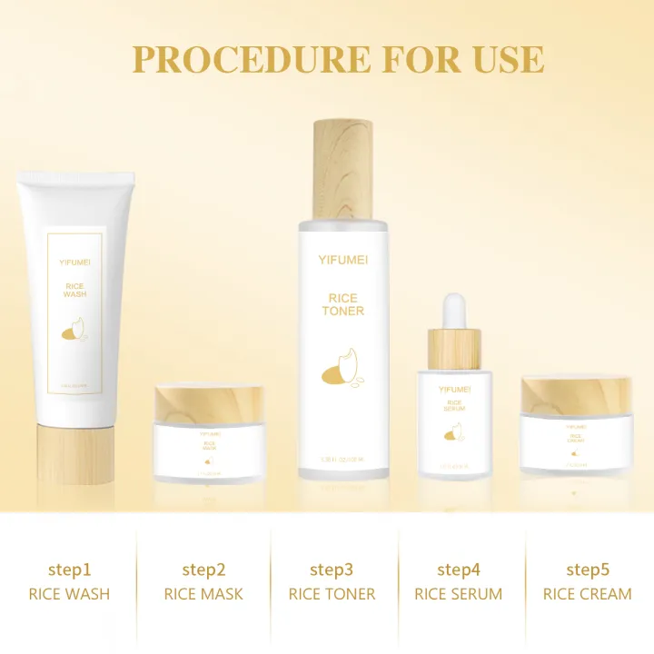 Rice%205-Pcs%20Facial%20Kit%20Face%20Skin%20Care%20Set%20Moisturizing%20Brightening%20Lifting%20Deep%20Facial%20Cleanser%20for%20Young%20Glowy%20Korean%20Skin%20-%20Image%205