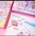 100 Sheets Stickers Box Space Park Anime Figure Pattern Decorative PET Cartoon Character Decals for Scrapbook.