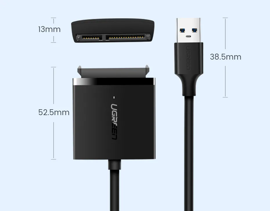 Adattatore SATA A USB 3.0 UGREEN Per HDD/SSD 2.5/3.5 Pollici - Fino A 12TB, Velocità 5Gbps, UASP, Compatibile Con Windows/Mac