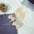 Cross-border Korean version of beach bow plastic transparent spiral fashion sandals, women's shoes, flat jelly shoes, fish toe shoes.