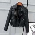 Korean Version of Slim PU Leather Jacket Women's New Motorcycle Leather Short Coat. 