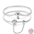 925 Sterling Silver Bracelet Moments Sparkle Heart-shaped Suitable for Pandora Snake Chain Bracelet DIY Beads for Gift Women. 