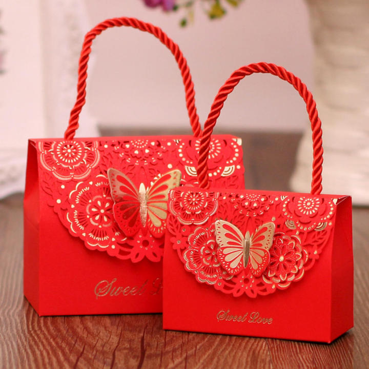 Handle Packaging Boxes For Celebrations Candy Box With Handle Butterfly-themed Party Supplies Chocolate Party Gift Bag Wedding Candy Box