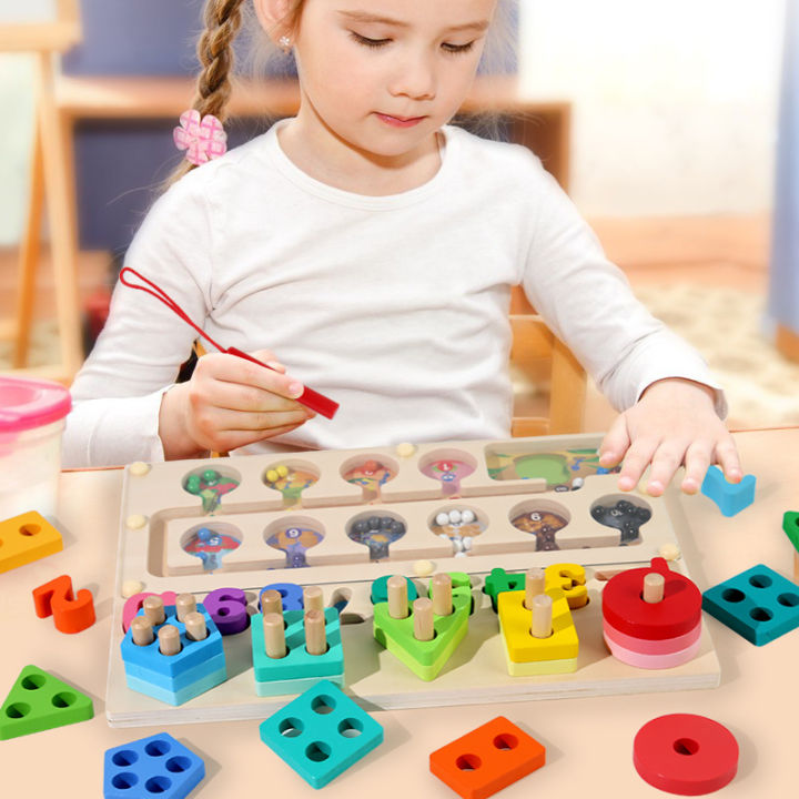 Quantity, teaching aids, number matching shapes, five sets of columns, color classification, maze, children's early education toys