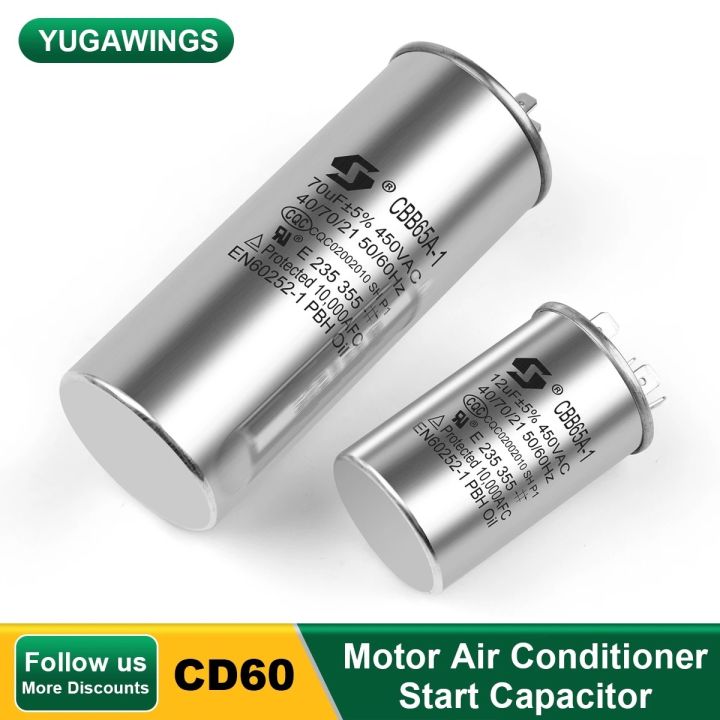 CBB65 Air Conditioner Capacitor Motor Run Capacitors Starting 450V AC 5UF 6UF 15uF 20uF 25uF 30uF 35uF 40uF 45uF Refrigerator