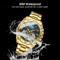 LouisWill Men's Watch Double Tourbillon Hollow Calendar Watch Luminous Watch Steel Band Watch Men's Fashion Steel Watches 30M Waterproof Wristwatches  Watches For Men With Free Box. 