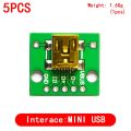 5PCS USB Male Connector / MINI MICRO USB to DIP Adapter female connector 2.54 Connector B Type-C USB2.0 3.0 Female PCB Converter. 