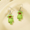 Creative Green Frog Pendant Earrings for Women Cute Frog Animal Dangle Earrings.