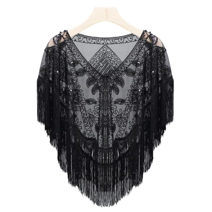 Women%201920s%20Sequined%20Shawl%20with%20Tassels%20Beaded%20Pearl%20Fringe%20Solid%20Color%20Sheer%20Mesh%20Wraps%20Gatsby%20Flapper%20Bolero%20Cape%20Cover%20Up%20-%20Image%207