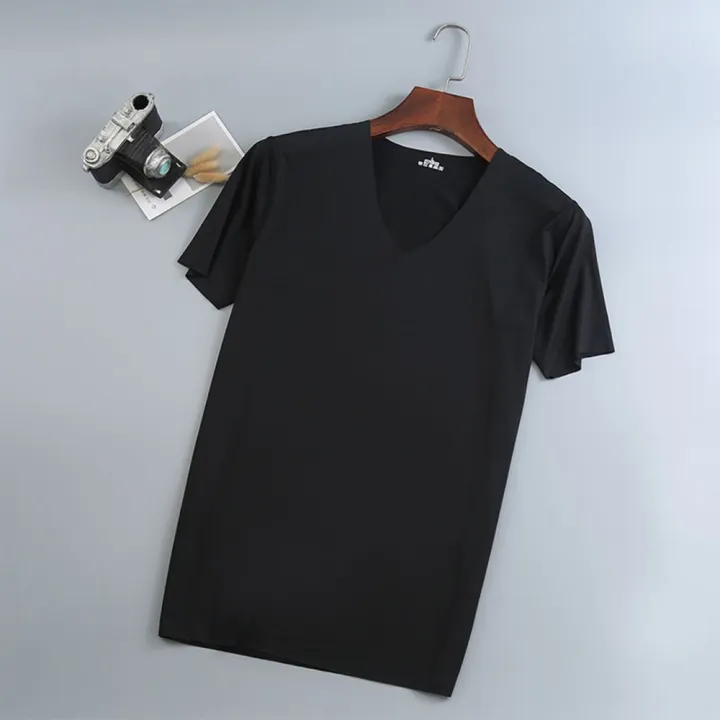 Deep%20V-Neck%20Men's%20T%20Shirt%20Low%20Cut%20Vneck%20Wide%20Vee%20Tee%20Male%20Tshirt%20Short%20Sleeve%20Causal%20Gym%20Solid%20Tops%20Invisible%20Undershirt%20-%20Image%207