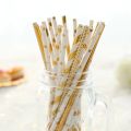 25pcs Metallic Gold heart star Foil Stripe Paper Straws Disposable Tableware Wedding Decor Baby Shower Birthday Party Supplies.