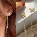 New Women Long Tassel Earrings Butterfly Rhinestone Earring S925 Silver Needle Elegant Geometric Hanging Earring Jewelry. 