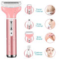 Kemei KM-6637 Multifunctional 4 in 1 Rechargeable woman body shaver Beard Eyebrow, Nose Trimmer set Female Electric shaver. 