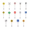 【The road to happiness Store】14pcs/set 1/87 Scale Mini Traffic Signs Sand Table Accessories Micro Landscape Decoration Road Sign Игрушки.