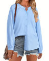 Ladies Fashionable 2024 long sleeve crew neck shirts button down ruffle casual dressy blouse tops. 